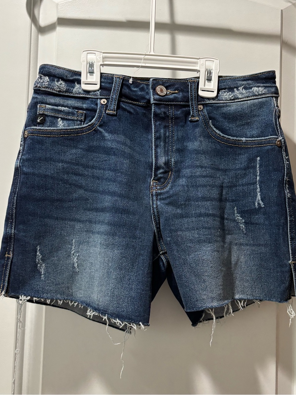 KanCan Dark Blue Distressed Denim Shorts